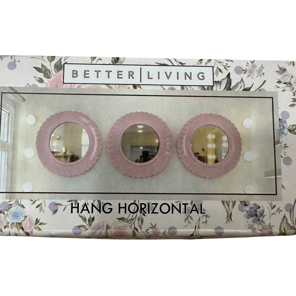 Better Living Set of 3 Pink Scalloped Molded Wall Mirrors 10x10 NEW